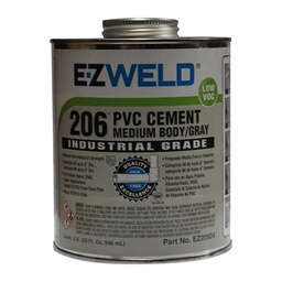 [20604] Cemento gris grados industrial para pvc cuerpo medio 32 oz / 946 ml Cont: 12 piezas